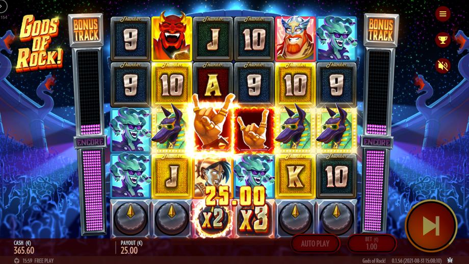gods of rock slot reel multiplier feature