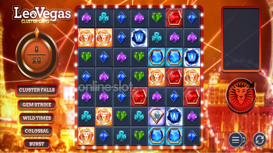 leovegas cluster gems slot base game