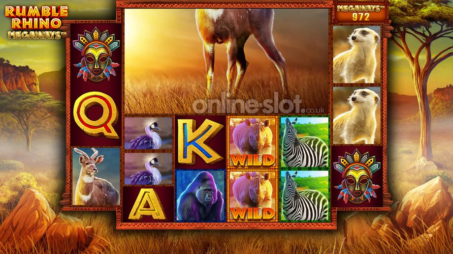 rumble rhino megaways slot mega symbols feature