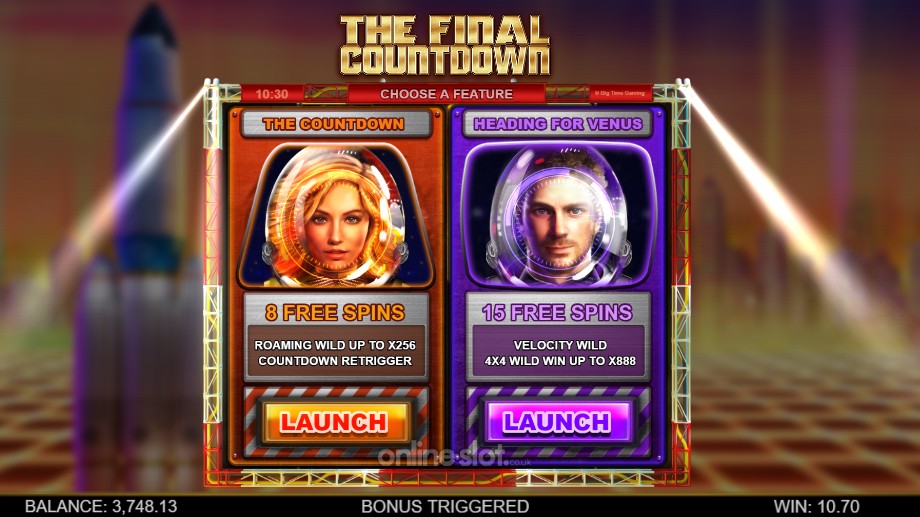 the final countdown slot free spins features