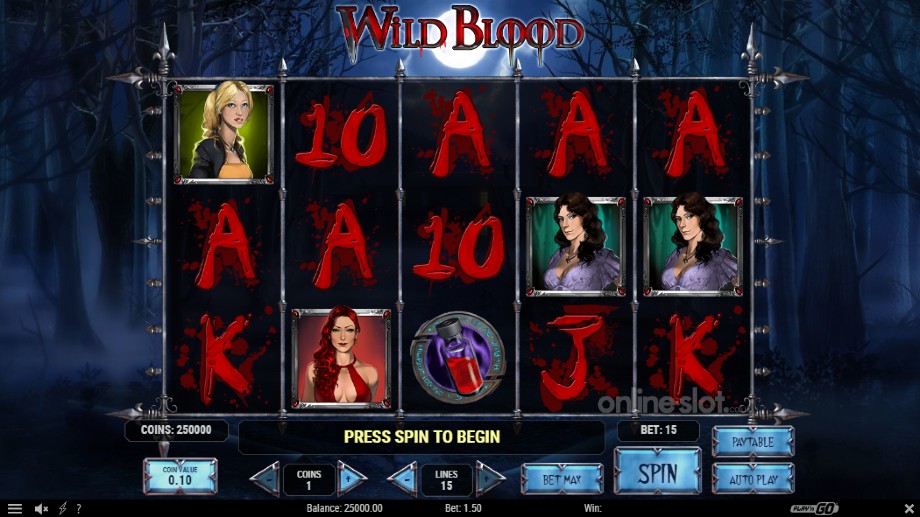 wild blood slot base game