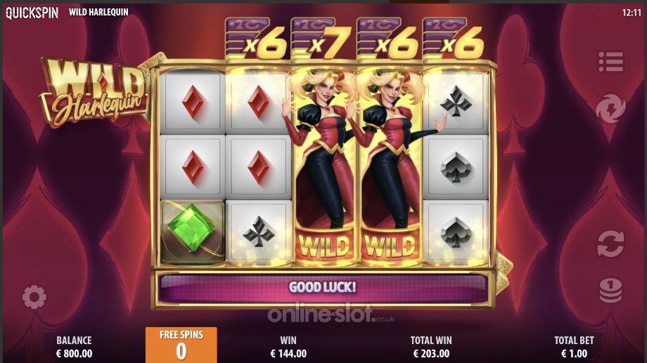 wild harlequin slot free spins feature