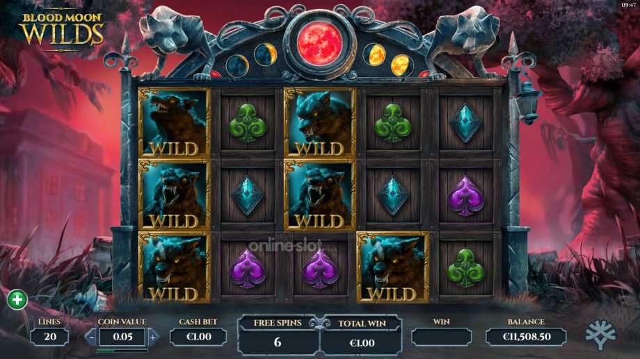 blood moon wilds slot free spins feature