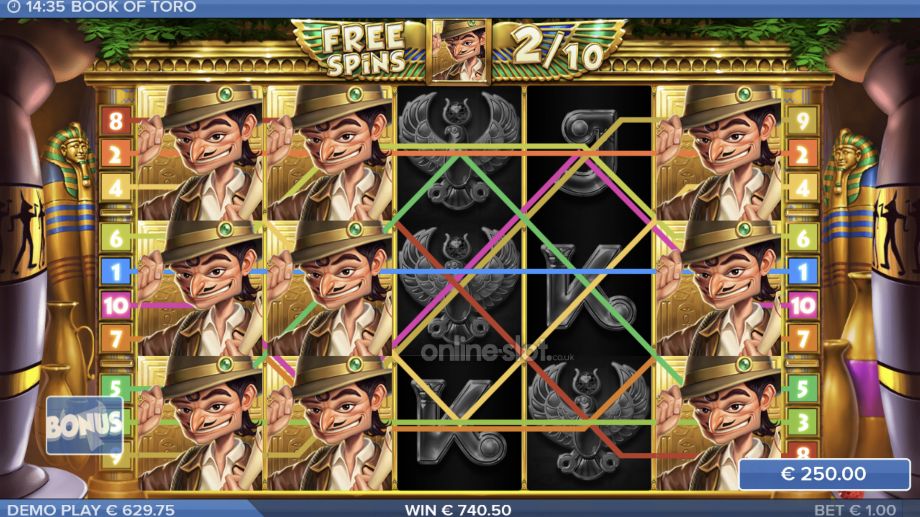 book of toro slot free spins bonus feature