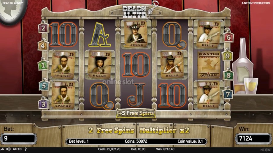 dead or alive slot free spins feature