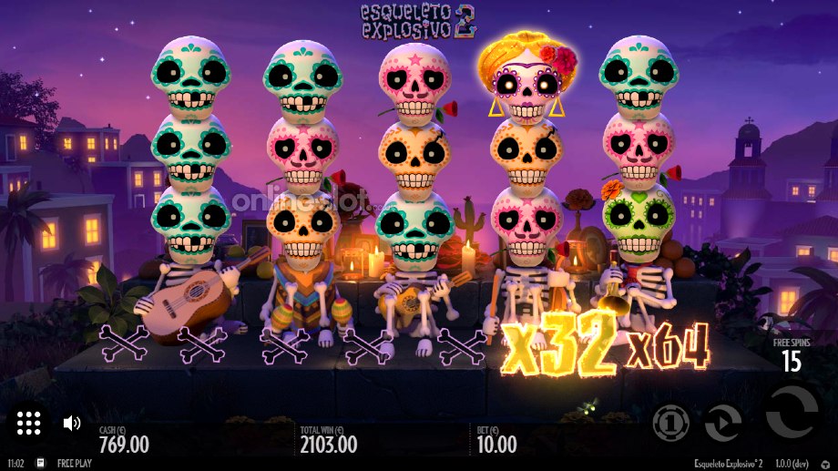 esqueleto explosivo 2 slot free spins feature
