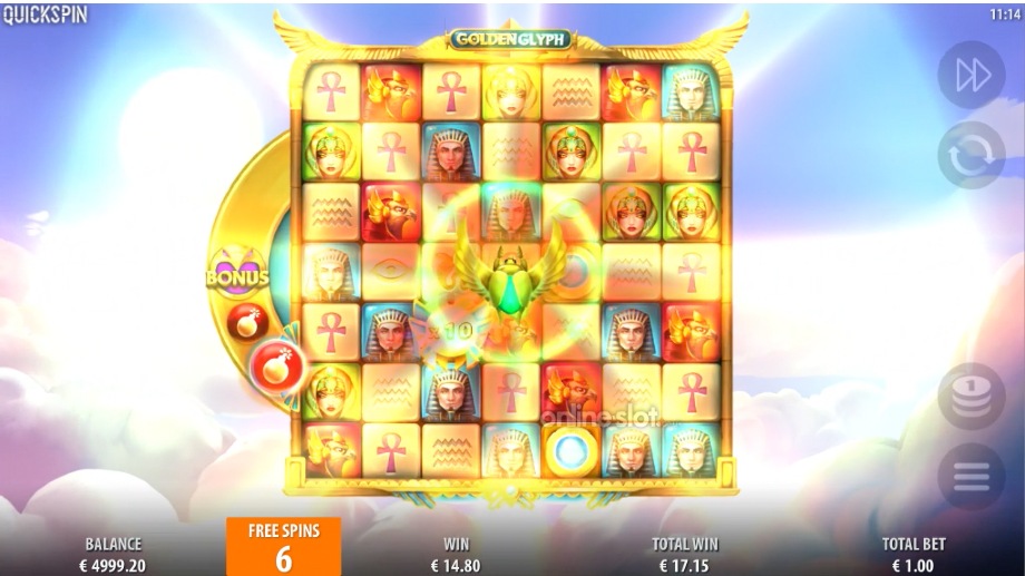 golden glyph slot free spins feature