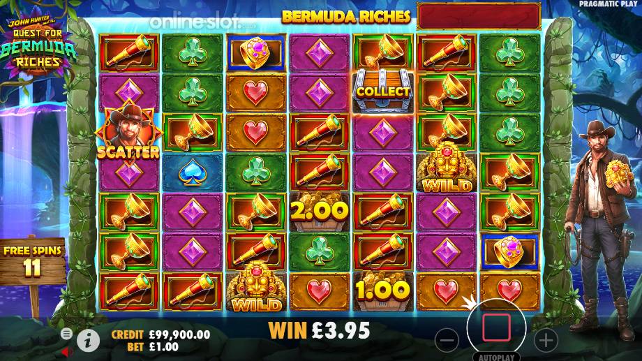 john hunter and the quest for bermuda riches slot free spins feature
