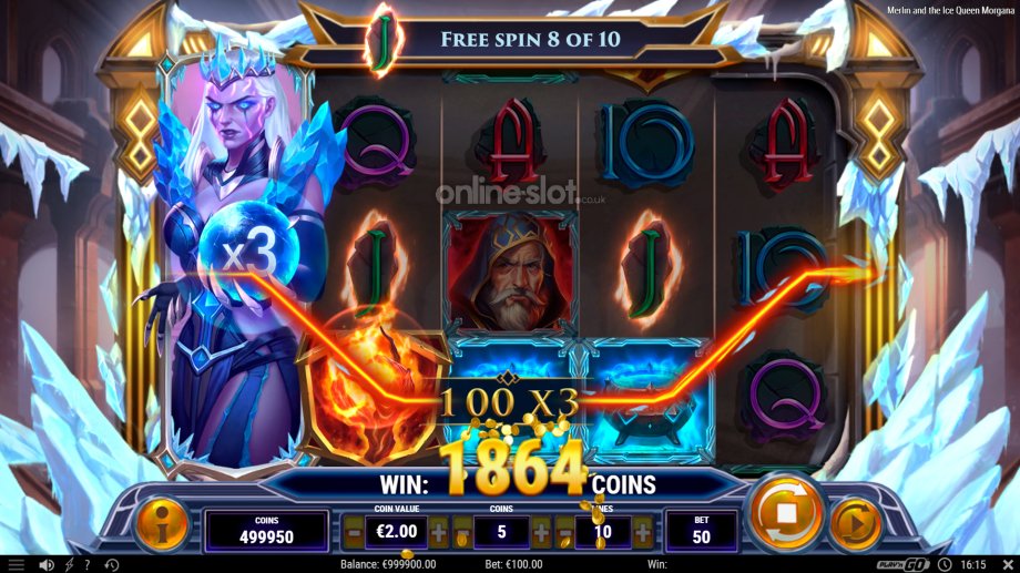 merlin and the ice queen morgana slot free spins feature
