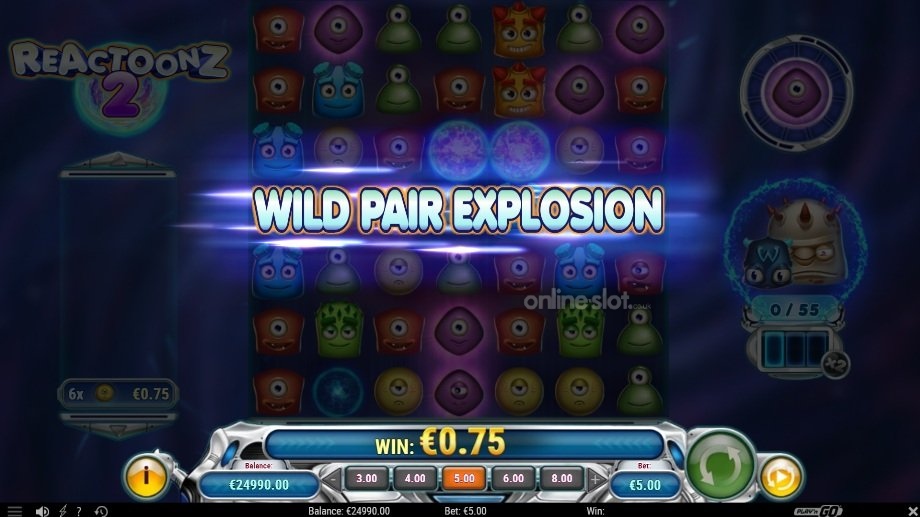reactoonz 2 slot wild pair explosion feature