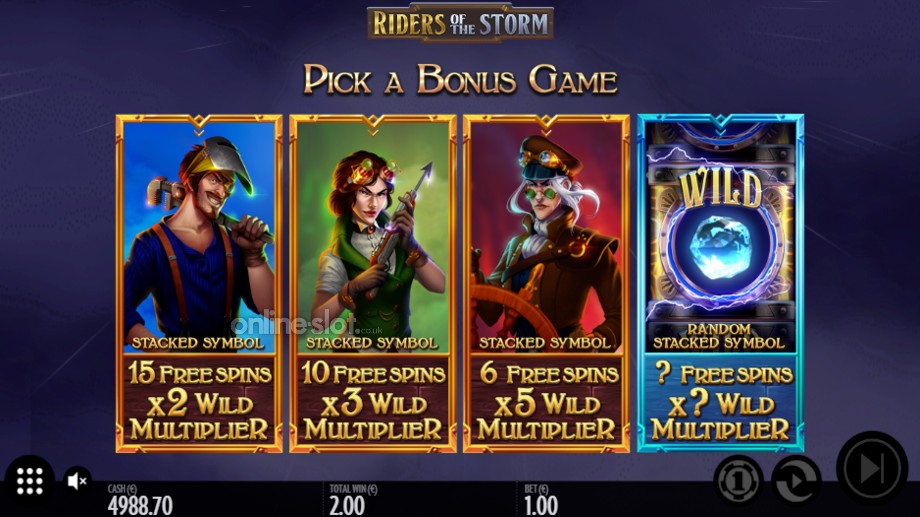riders of the storm slot mystery wilds reels bonus feature