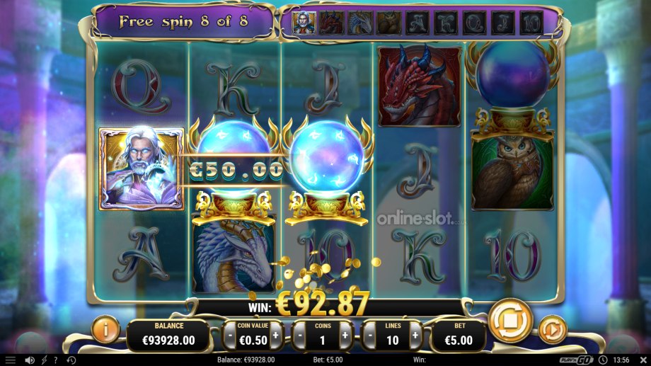 rise of merlin slot free spins feature