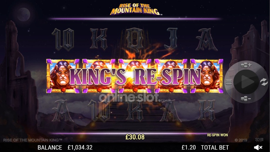 rise of the mountain king slot king respin feature