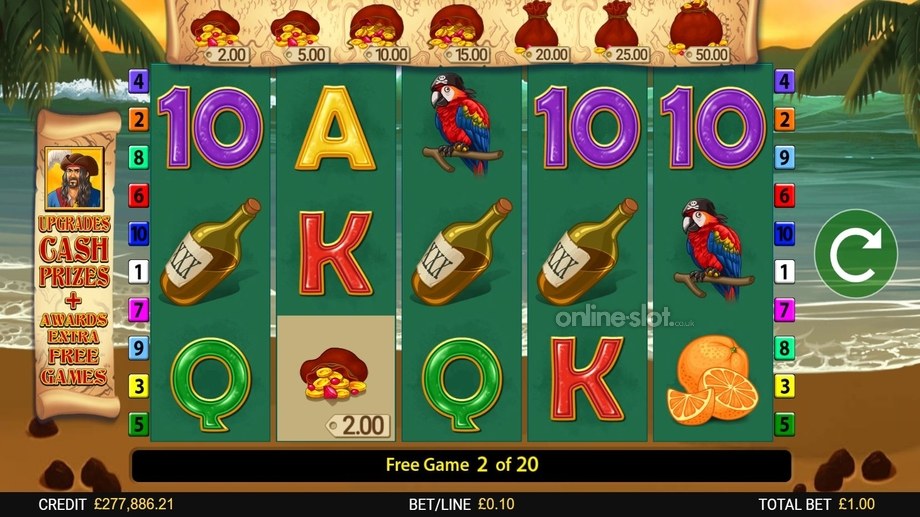 buckaneers frenzy slot free spins feature