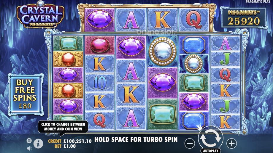 crystal cavern megaways slot base game