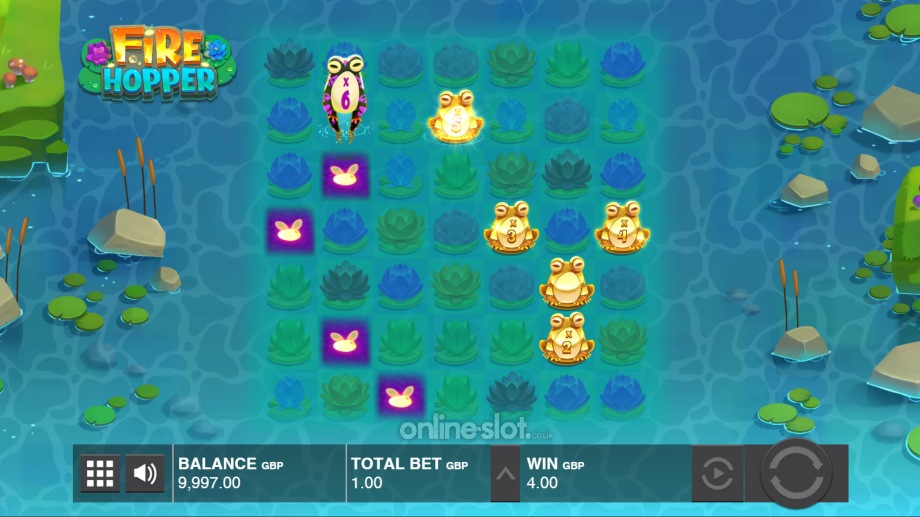 fire hopper slot leaping frog feature