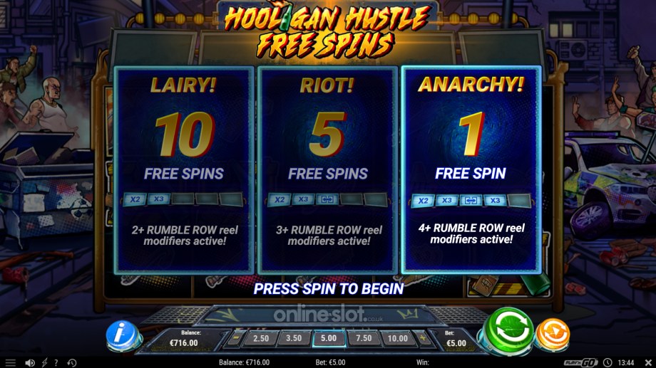 hooligan hustle slot free spins feature
