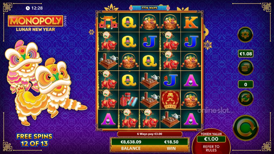 monopoly lunar new year slot expanding reels free spins feature