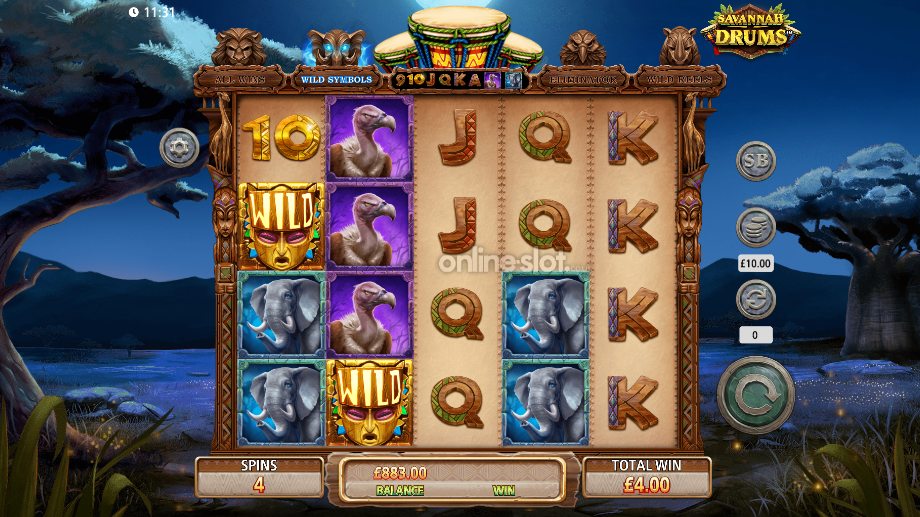 savannah drums slot free spins feature