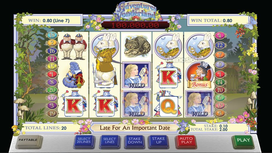 adventures in wonderland deluxe slot base game