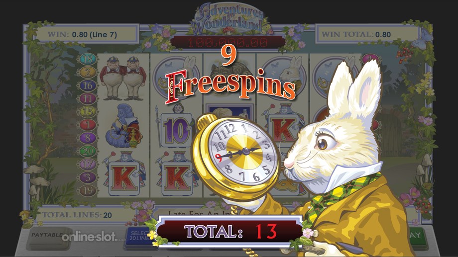 adventures in wonderland deluxe slot pocket watch feature