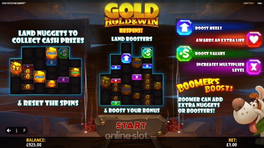 gold digger megaways slot gold hold and win respins feature