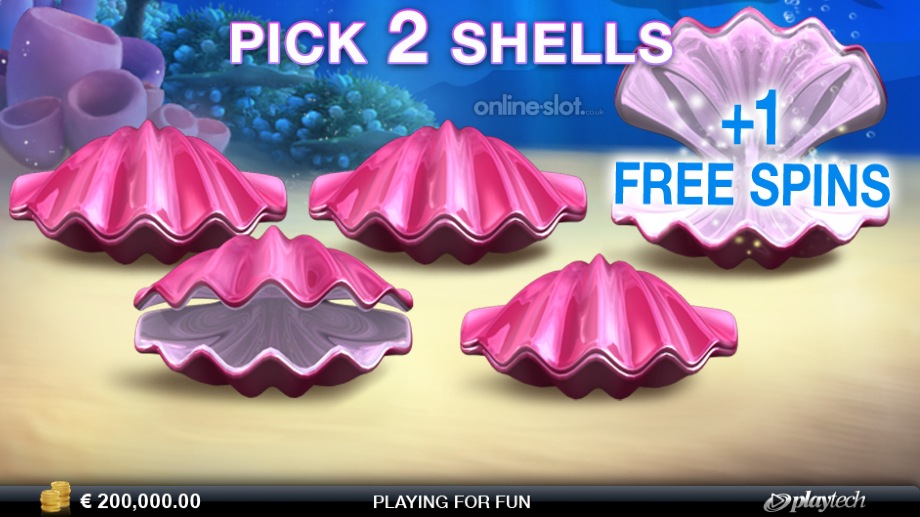 great blue slot sea shells feature