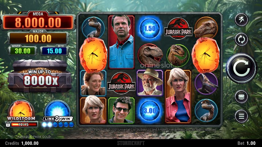 jurassic park gold slot base game