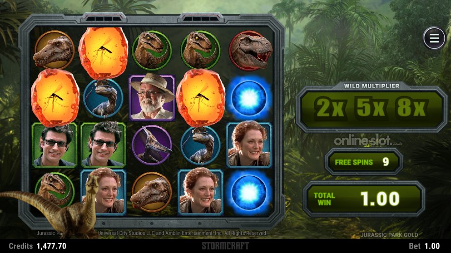 jurassic park gold slot free spins feature