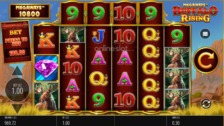 buffalo rising megaways slot base game