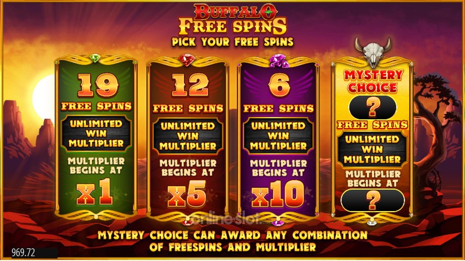 buffalo rising megaways slot free spins feature