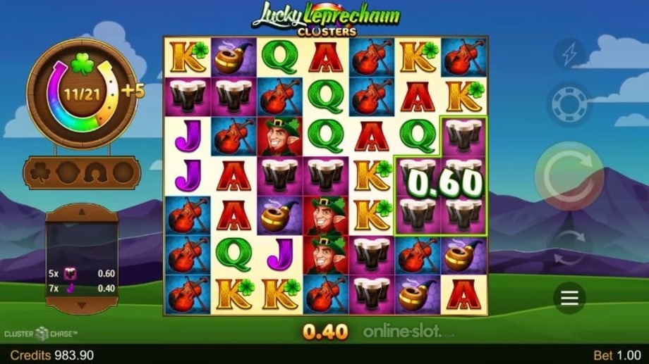 lucky leprechaun clusters slot base game