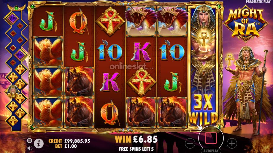might of ra slot free spins feature