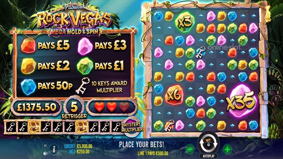 rock vegas slot bonus features