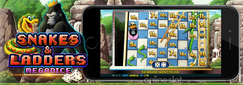 snakes and ladders megadice mobile slot