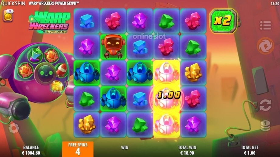 warp wreckers power glyph slot free spins feature
