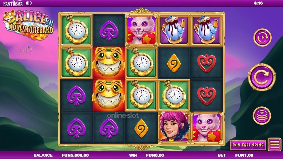 alice in adventureland slot base game