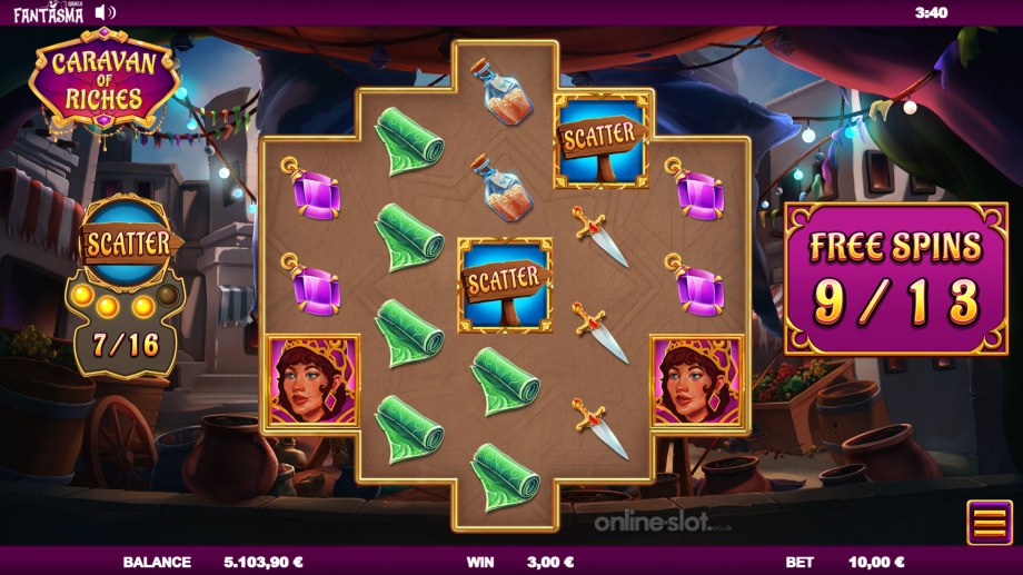 caravan of riches slot free spins feature