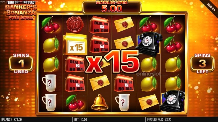 deal or no deal bankers bonanza slot free spins feature