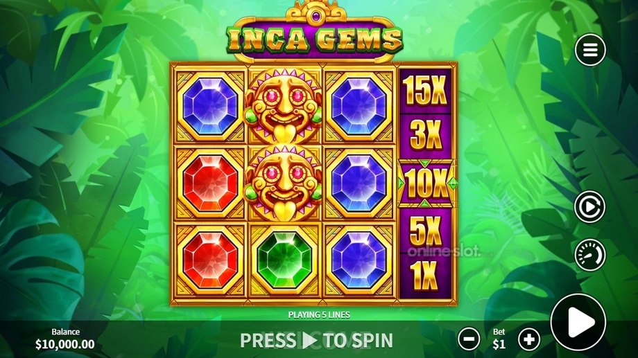 inca gems slot base game