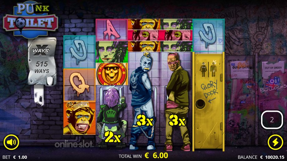 punk toilet slot piss spins feature