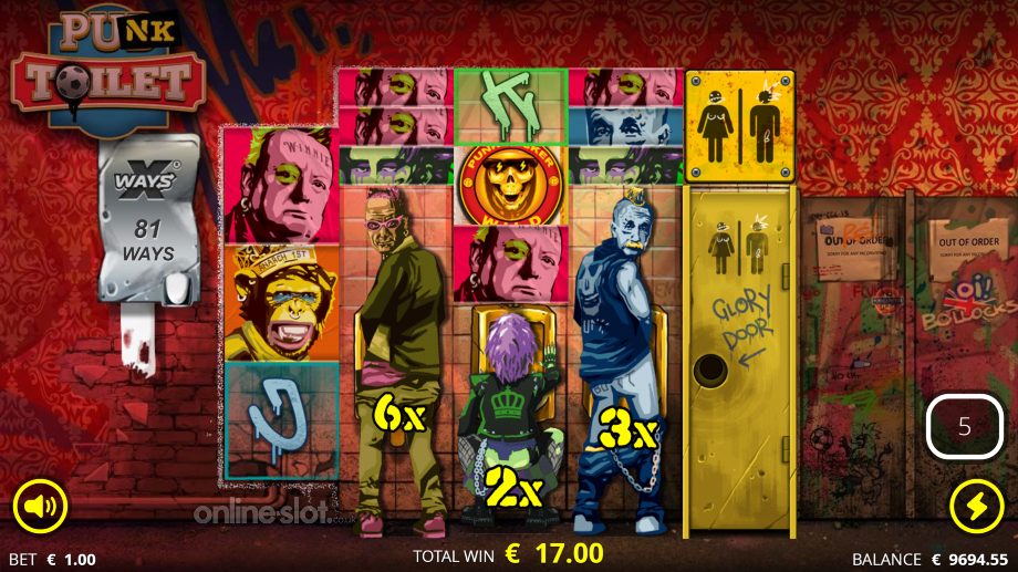 punk toilet slot shit spins feature