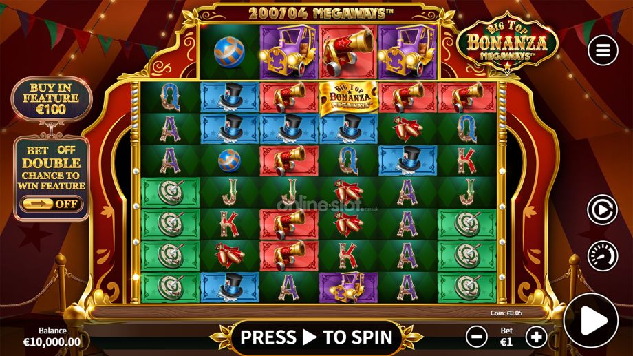 big top bonanza megaways slot base game