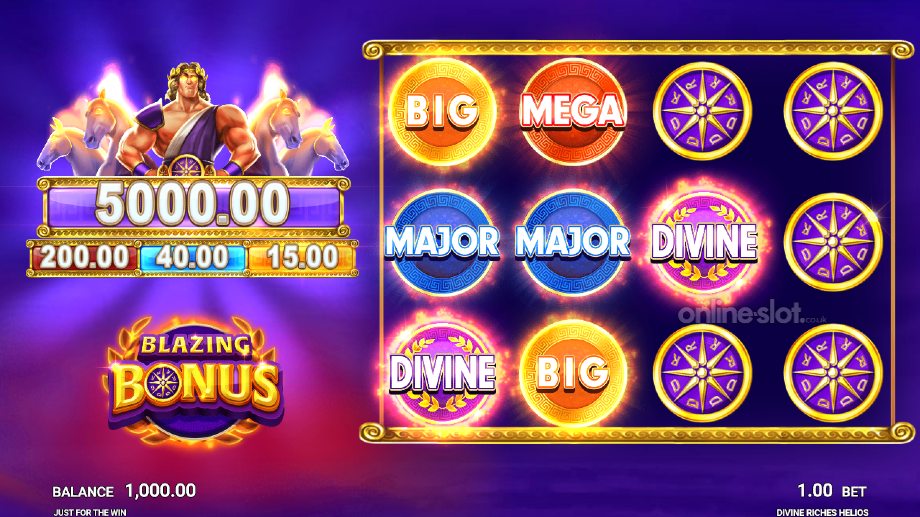 divine riches helios slot blazing bonus feature