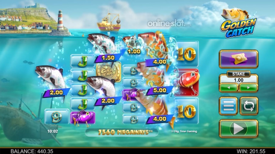 golden catch megaways slot gold fish bonus feature