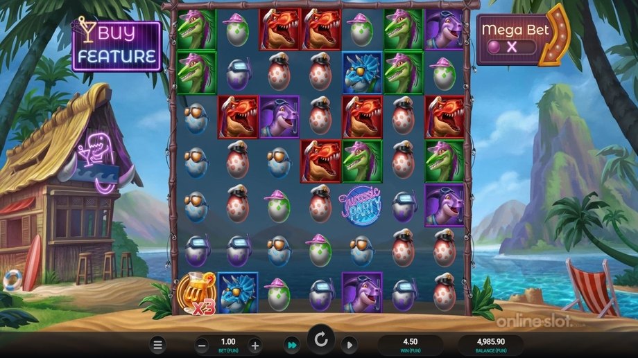 jurassic party slot base game
