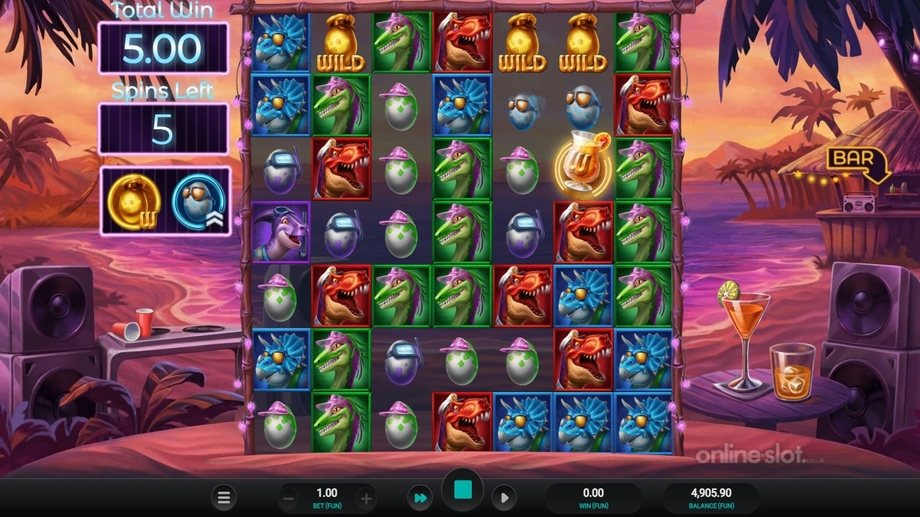 jurassic party slot free spins feature