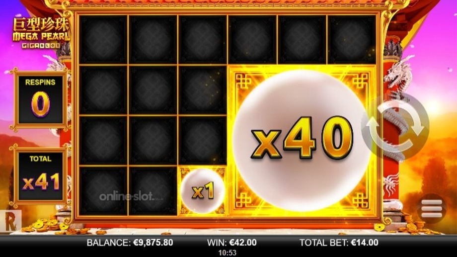 megapearl gigablox slot bonus respins feature