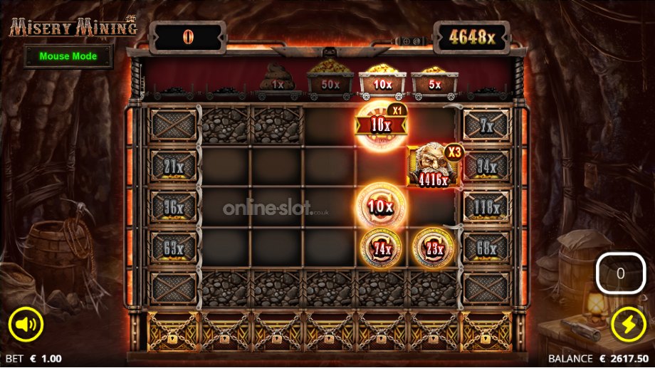 misery mining slot misery free spins feature mouse mode