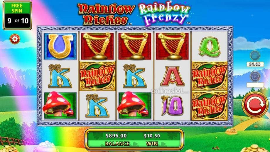rainbow riches rainbow frenzy slot free spins feature